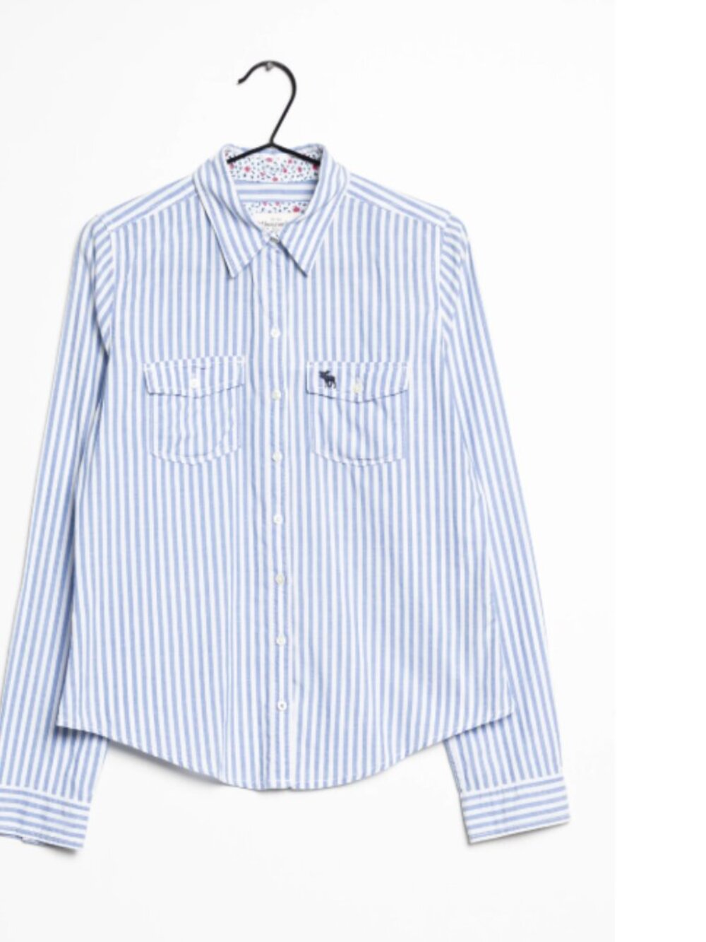 Abercrombie & Fitch Blue and White Striped Shirt wLightweight Cotton Large